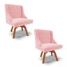 Kit 02 Cadeiras Suede Rosa Bebê Giratória De Madeira - 1
