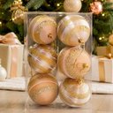Ver imagem 2 de Bolas Natalinas Decoração Árvore Plástico Dourado Kit 24 8cm Outras Marcas