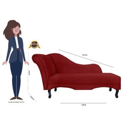 Recamier Namoradeira Divã Lado Direito Olivia Suede Vermelho - Ds Estofados - 4