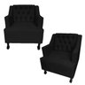 Kit 2 Poltronas Decorativa Pés Luis Xv Gênises Encosto Estilo Capitonê Suede Preto - Ds - 1