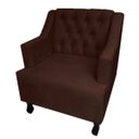 Ver imagem 2 de Poltronas Decorativa Pés Luis XV Gênises Encosto Estilo Capitonê Suede Marrom - DS Estofados