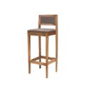 Ver imagem 3 de Kit 6 Banqueta Alta de Madeira com Assento em Linho e Encosto em Linho Hellen: Mel Linho Cinza