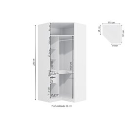 Guarda Roupa  Closet Modulado Componível de Canto oblíquo Adapt N531 Kappesberg - Branco - 2