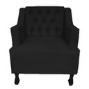 Ver imagem 1 de Poltronas Decorativa Pés Luis XV Gênises Encosto Estilo Capitonê Suede Preto - DS Estofados