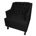 Ver imagem 2 de Poltronas Decorativa Pés Luis XV Gênises Encosto Estilo Capitonê Suede Preto - DS Estofados