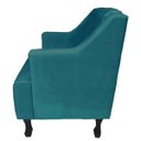 Ver imagem 4 de Poltronas Decorativa Pés Luis XV Gênises Encosto Estilo Capitonê Suede Azul Turquesa - DS
