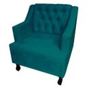 Ver imagem 2 de Poltronas Decorativa Pés Luis XV Gênises Encosto Estilo Capitonê Suede Azul Turquesa - DS