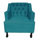 Ver imagem 1 de Poltronas Decorativa Pés Luis XV Gênises Encosto Estilo Capitonê Suede Azul Turquesa - DS