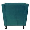 Ver imagem 3 de Poltronas Decorativa Pés Luis XV Gênises Encosto Estilo Capitonê Suede Azul Turquesa - DS