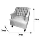 Ver imagem 5 de Poltronas Decorativa Pés Luis XV Gênises Encosto Estilo Capitonê Suede Azul Turquesa - DS