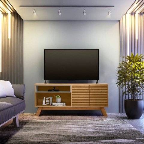 Rack Camboriú para Tvs até 70 Polegadas Amêndoa/titânio Linea Brasil