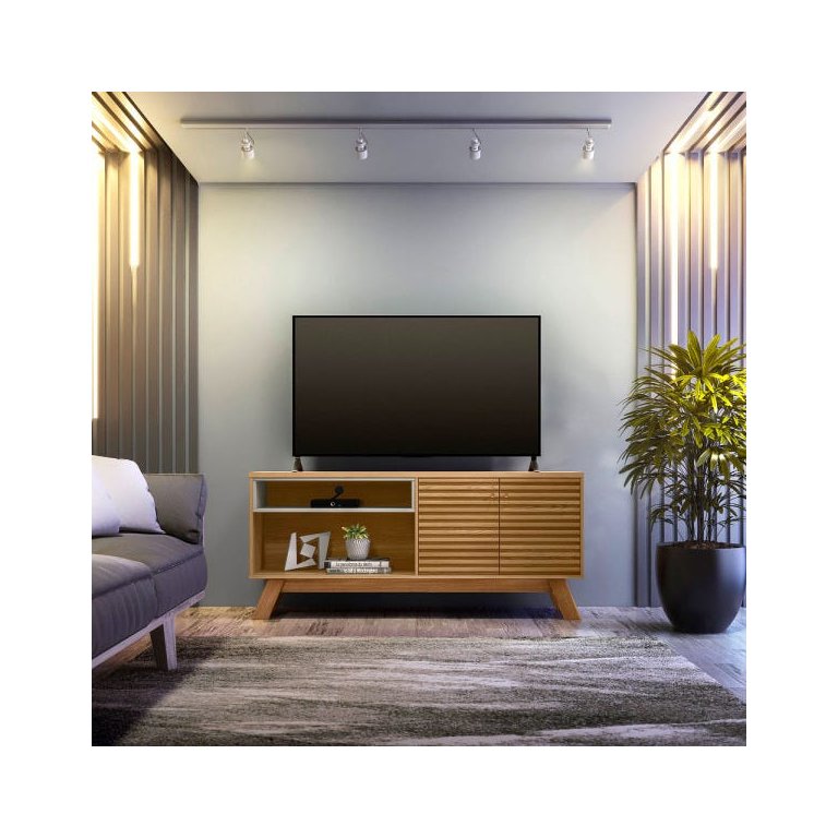 Rack Camboriú para TVs até 70 Polegadas Amêndoa/Titânio Linea Brasil