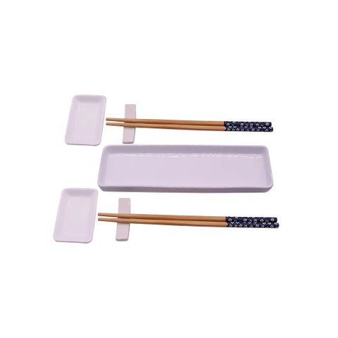 Kit Comida Japonesa de Cerâmica Branco 7 Peças Mm5011 Btc
