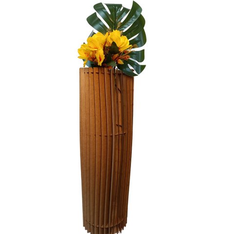 Vaso de Chão Decorativo Grande Torre -:mdf Cru/60x20cm