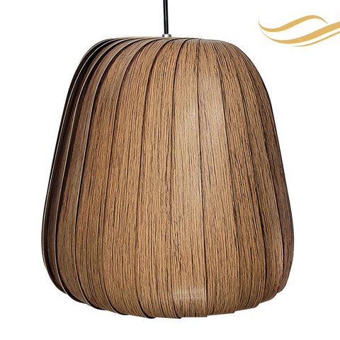 Luminária Pendente Moderno Bivolt E27 Sala Mesa Ilha Bancada Safira 30cm Freijó