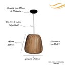 Ver imagem 2 de Luminária Pendente Moderno Bivolt E27 Sala Mesa Ilha Bancada Safira 30cm Freijó