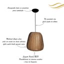 Ver imagem 3 de Luminária Pendente Moderno Bivolt E27 Sala Mesa Ilha Bancada Safira 30cm Freijó