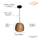 Ver imagem 2 de Luminária Pendente Moderno Bivolt E27 Sala Mesa Ilha Bancada Safira 20cm Freijó