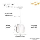 Ver imagem 2 de Luminária Pendente Moderno Bivolt E27 Sala Mesa Ilha Bancada Safira 20cm Branco
