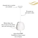 Ver imagem 3 de Luminária Pendente Moderno Bivolt E27 Sala Mesa Ilha Bancada Safira 20cm Branco