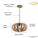 Ver imagem 2 de Luminária Teto Madeira Bivolt E27 Sala Mesa Ilha Cozinha Balcão Londres Marrom