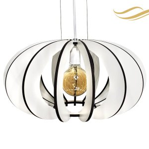 Luminária Teto Madeira Bivolt E27 Sala Mesa Ilha Cozinha Balcão Londres Branco