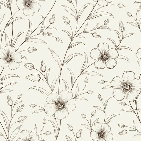 Papel de Parede Floral Minimalista Marrom e Bege -3,30x0,50m