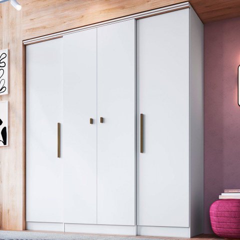 Guarda-Roupa Casal Miami 4 Portas 2 Gavetas em MDF Branco Doripel Móveis