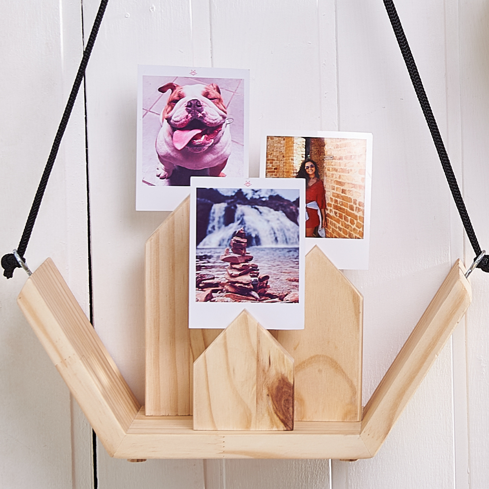 Porta fotos polaroid de madeira - kit com 3 unidades