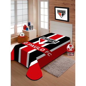 Cobertor Raschel Plus Casal 180x220cm São Paulo Fc Vermelho Jolitex