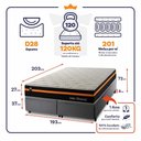 Ver imagem 3 de Conjunto Box Baú King Sirius Cinza 193x203x72 c/ Molas Ensacadas