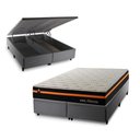 Ver imagem 2 de Conjunto Box Baú King Sirius Cinza 193x203x72 c/ Molas Ensacadas