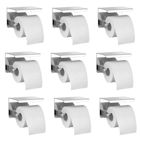 Suporte Papel Higienico Kit 9 Uni Aço Inox Banheiro Lavabo Prateleira Porta Objeto Celular Organizaç