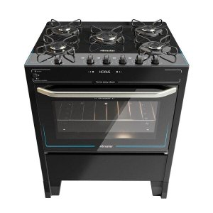 Fogão de Piso 5 Bocas Mesa de Vidro com Acendimento Total Horus Top Control Preto - Braslar