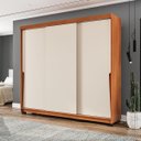 Ver imagem 1 de Roupeiro Porto 3 Portas de Correr 4 Gavetas 217x213cm Freijó/Creme 240828