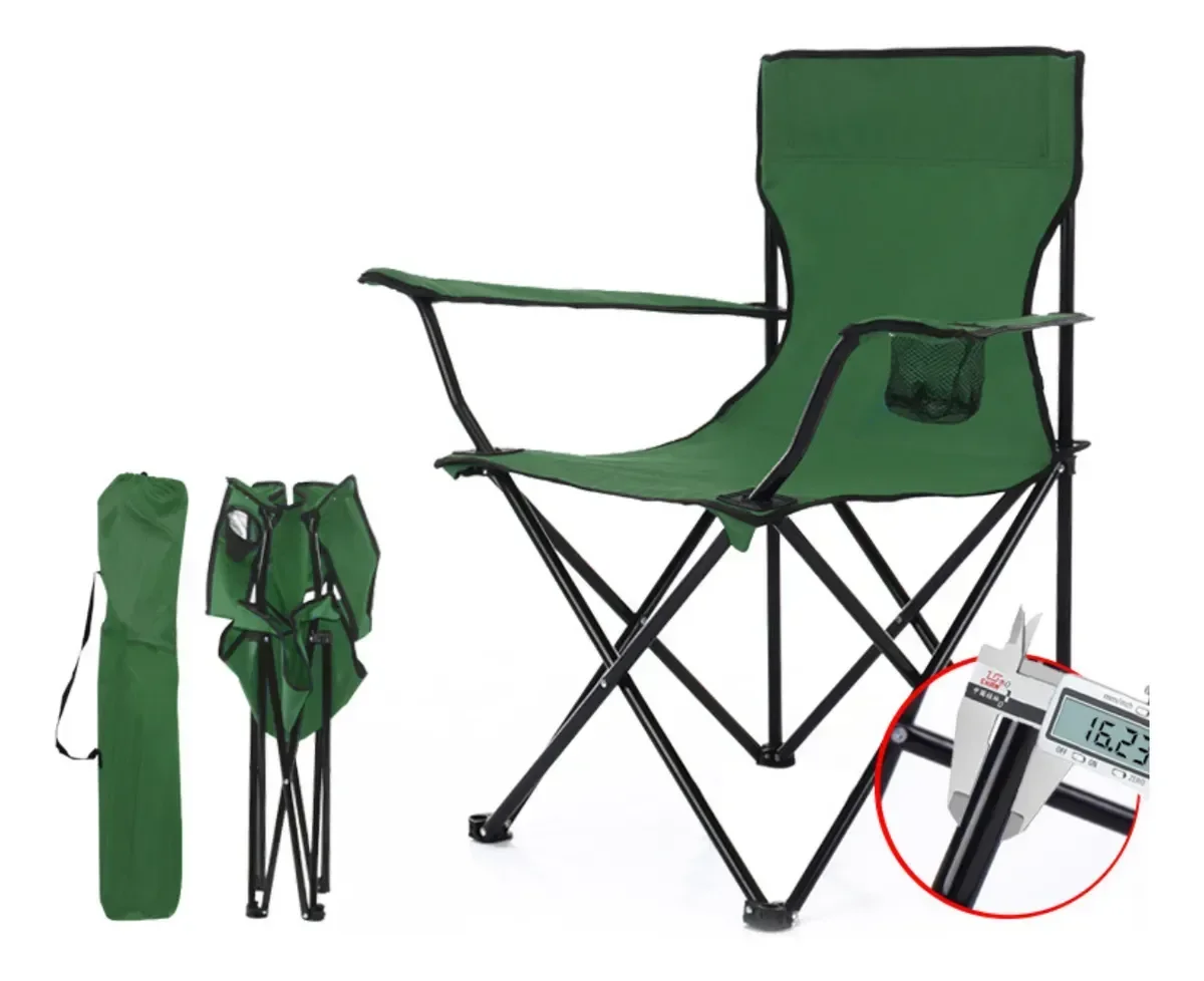 Cadeira de Pesca Dobrável com Apoio de Braço Cor: Verde Re151 Snel Camping