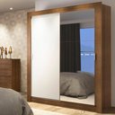 Ver imagem 1 de Guarda-Roupa Solteiro Madesa Dallas Plus 2 Portas de Correr com Espelho 4 Gavetas Rustic/Branco Cor: