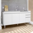 Ver imagem 5 de Balcão de Pia para Cozinha 160 cm 4 Portas Loren Branco
