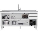 Ver imagem 2 de Balcão de Pia para Cozinha 160 cm 4 Portas Loren Branco