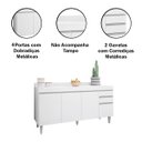 Ver imagem 3 de Balcão de Pia para Cozinha 160 cm 4 Portas Loren Branco