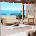 Ver imagem 2 de Kit Poltrona e Sofá Varanda Samoa Madeira Maciça com Cordas Náutica Linho Pérola - Desk Design