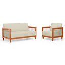 Ver imagem 1 de Kit Poltrona e Sofá Varanda Samoa Madeira Maciça com Cordas Náutica Linho Pérola - Desk Design