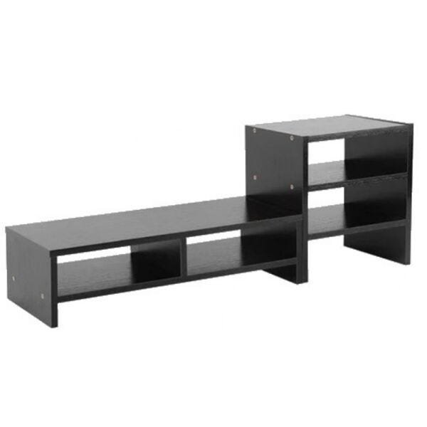 Suporte de Mesa para Monitor de Computador PC + Escaninho 100% MDF Preto - Móveis LeBlanc - 3