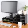 Suporte de Mesa para Monitor de Computador PC + Escaninho 100% MDF Preto - Móveis LeBlanc - 1