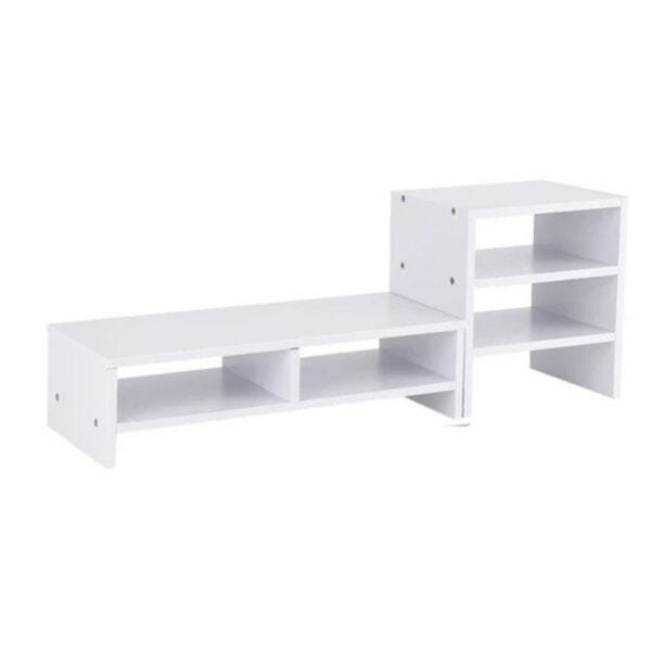 Suporte de Mesa para Monitor de Computador PC + Escaninho 100% MDF Branco - Móveis LeBlanc - 4