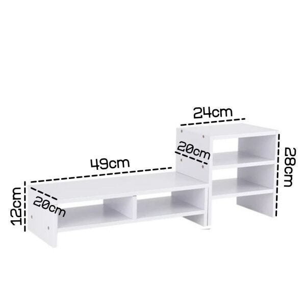 Suporte de Mesa para Monitor de Computador PC + Escaninho 100% MDF Branco - Móveis LeBlanc - 5