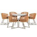 Ver imagem 1 de Mesa com 6 Cadeiras de Jantar Roma 120cm e Noronha em Alumínio Fendi Corda Náutica Estofado 9 Trama