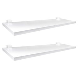 Kit 2 Prateleiras De Parede MDF com Suporte 20x40 cm Branco - 2