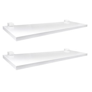 Kit 2 Prateleiras De Parede MDF com Suporte 20x40 cm Branco