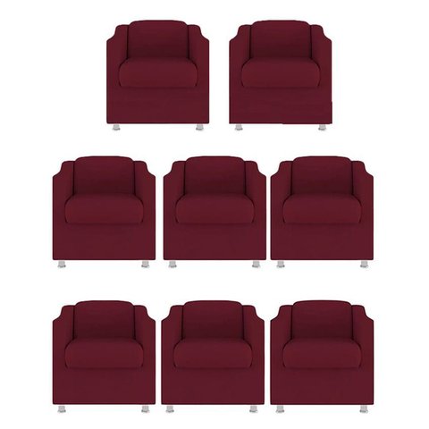 Kit 8 Poltronas Decorativa Tilla Suede Marsala - Twdecora
